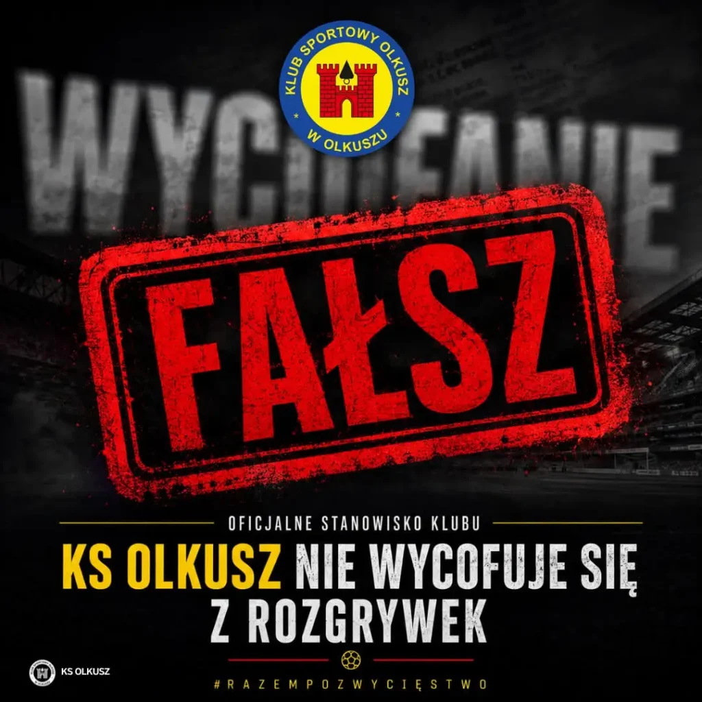 KS Olkusz dementuje plotki: decyzja o grze w lidze okręgowej jeszcze nie zapadła
