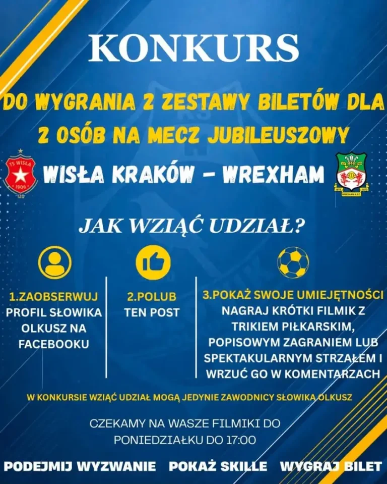 Konkurs Słowika Olkusz: wygraj bilety na mecz Wisły z Wrexham