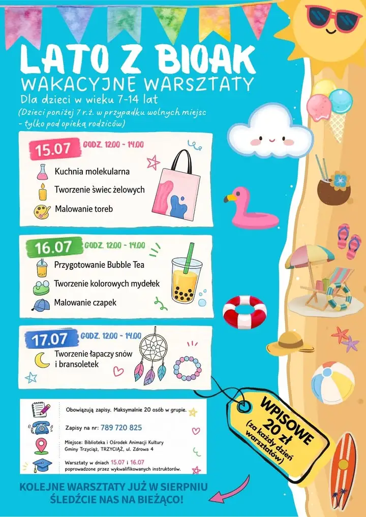 Wakacyjne warsztaty dla dzieci w Gminie Trzyciąż – zapisy ruszają