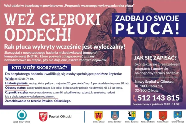 Bezpłatne badania płuc dla mieszkańców Olkusza – skorzystaj z programu wczesnego wykrywania raka