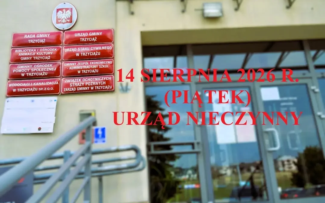 Urząd Gminy Trzyciąż nieczynny 14 sierpnia 2026 – dodatkowy dzień wolny