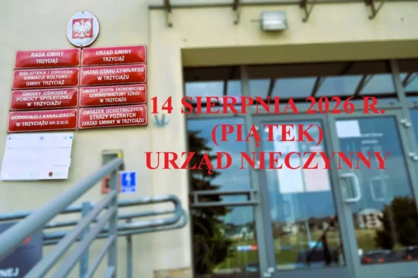 Urząd Gminy Trzyciąż nieczynny 14 sierpnia 2026 – dodatkowy dzień wolny