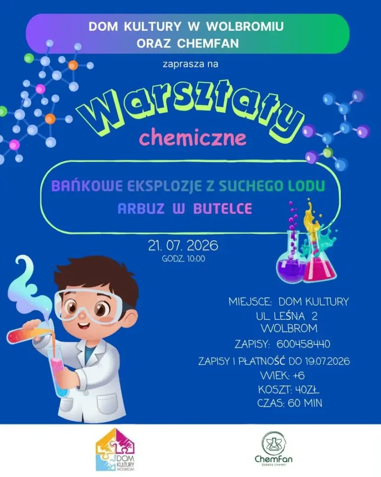 Warsztaty chemiczne dla dzieci w Wolbromiu – eksperymenty i dobra zabawa