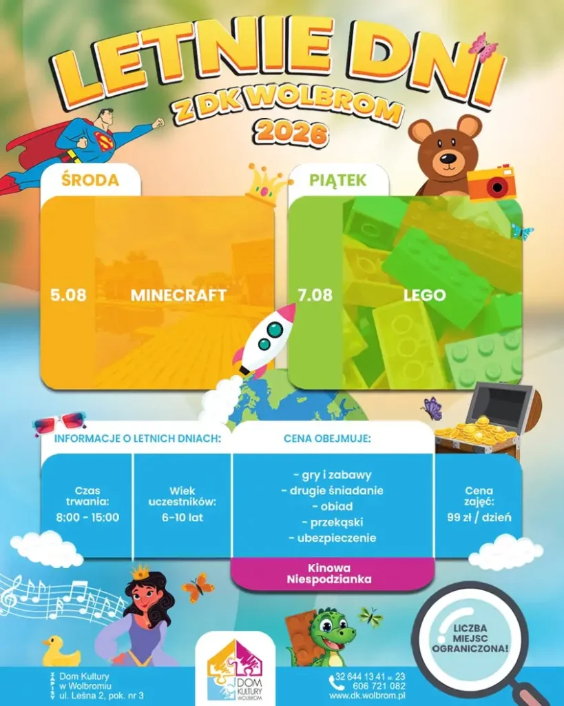 Letnie Dni z DK Wolbrom – Minecraft i LEGO w sierpniu 2026
