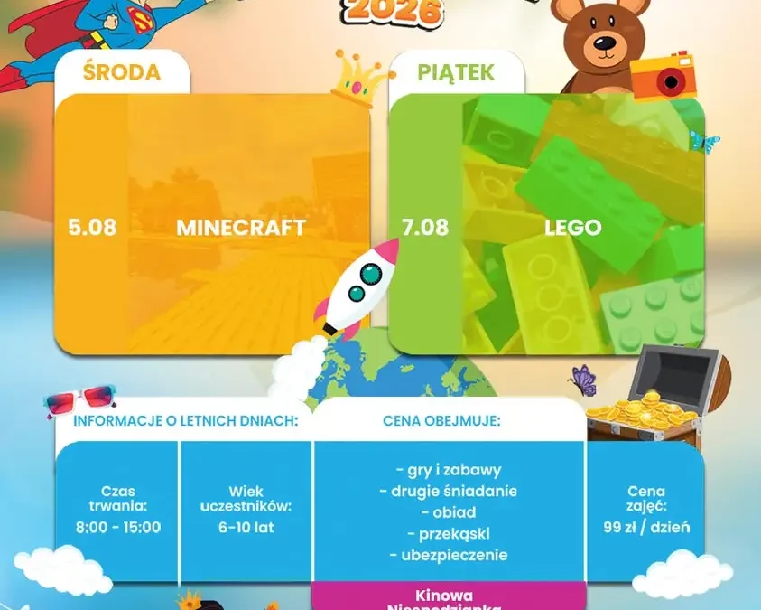 Letnie Dni z DK Wolbrom – Minecraft i LEGO w sierpniu 2026