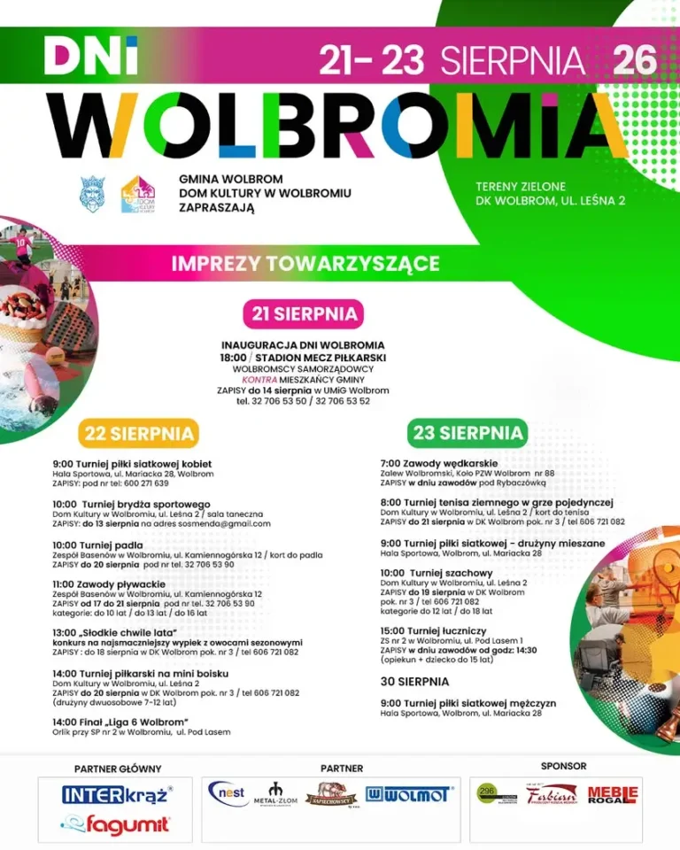Dni Wolbromia 2026 – sportowe i rodzinne atrakcje w programie