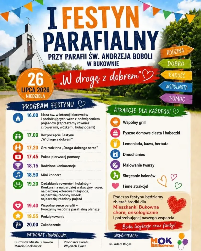 I Festyn Parafialny w Bukownie – rodzinne popołudnie z pomocą dla chorej mieszkanki