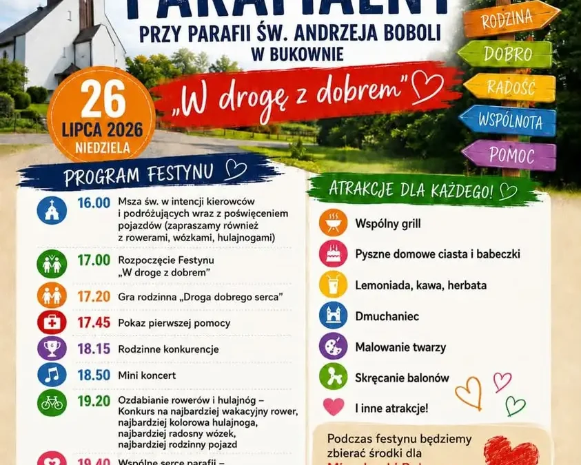I Festyn Parafialny w Bukownie – rodzinne popołudnie z pomocą dla chorej mieszkanki