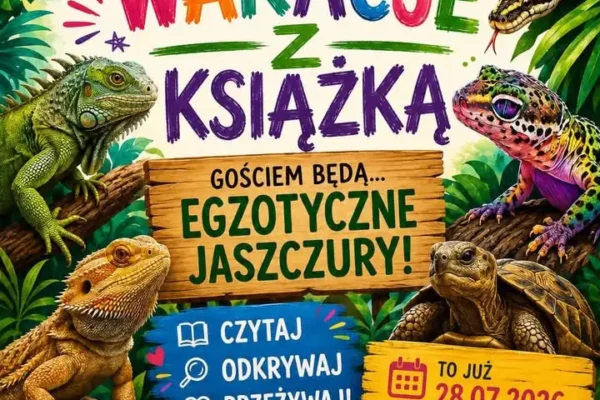 Wakacje z książką – spotkanie z egzotycznymi jaszczurami w bibliotece w Bukownie