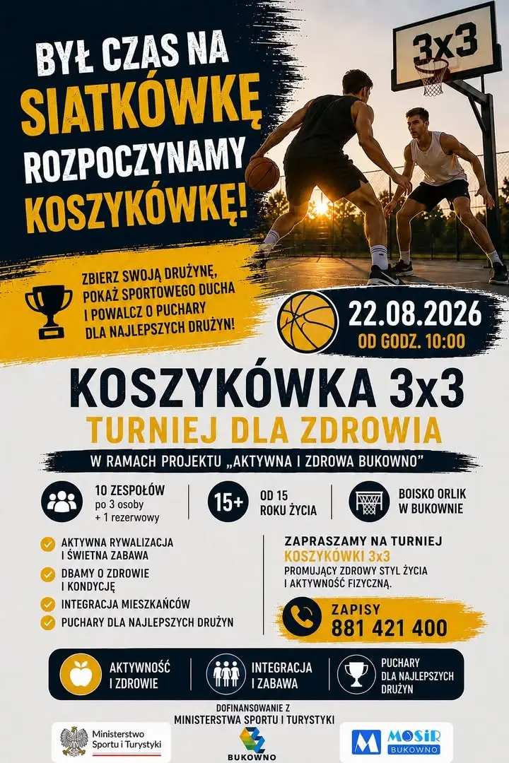 Turniej koszykówki 3×3 w Bukownie – zapisy już trwają
