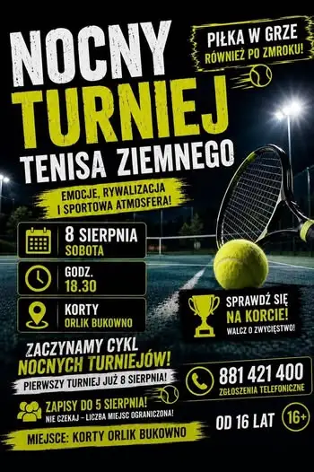 Nocne turnieje piłki nożnej, tenisa i siatkówki w Bukownie – start 1 sierpnia