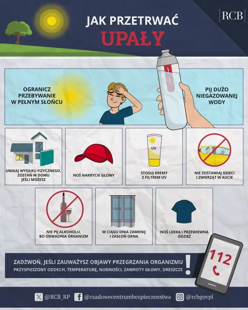 Upały w nadchodzących dniach – jak się chronić? Porady RCB