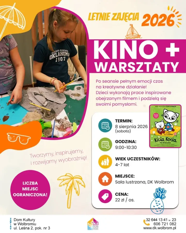 Kino i warsztaty plastyczne w Wolbromiu – twórczy poranek dla dzieci