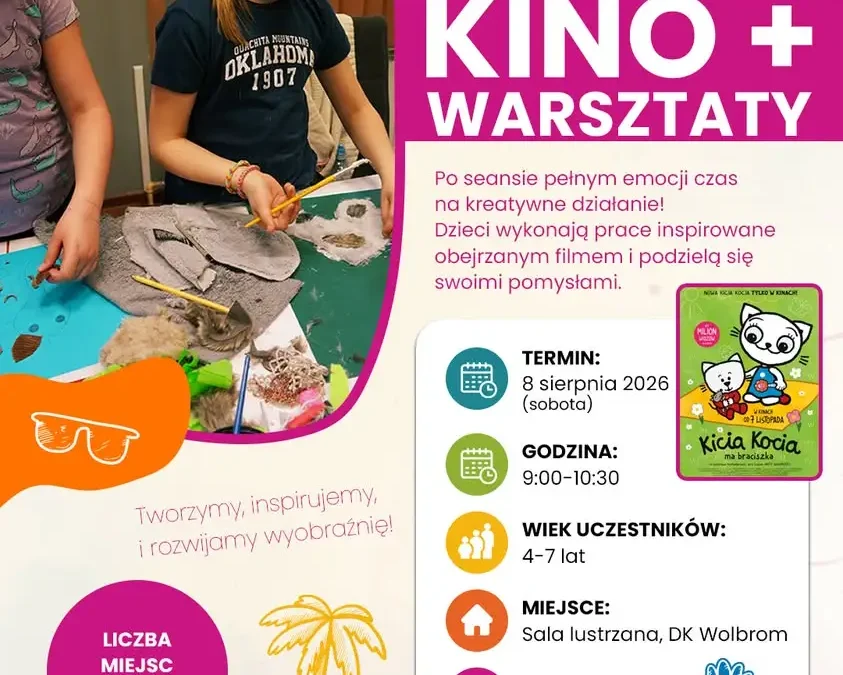 Kino i warsztaty plastyczne w Wolbromiu – twórczy poranek dla dzieci