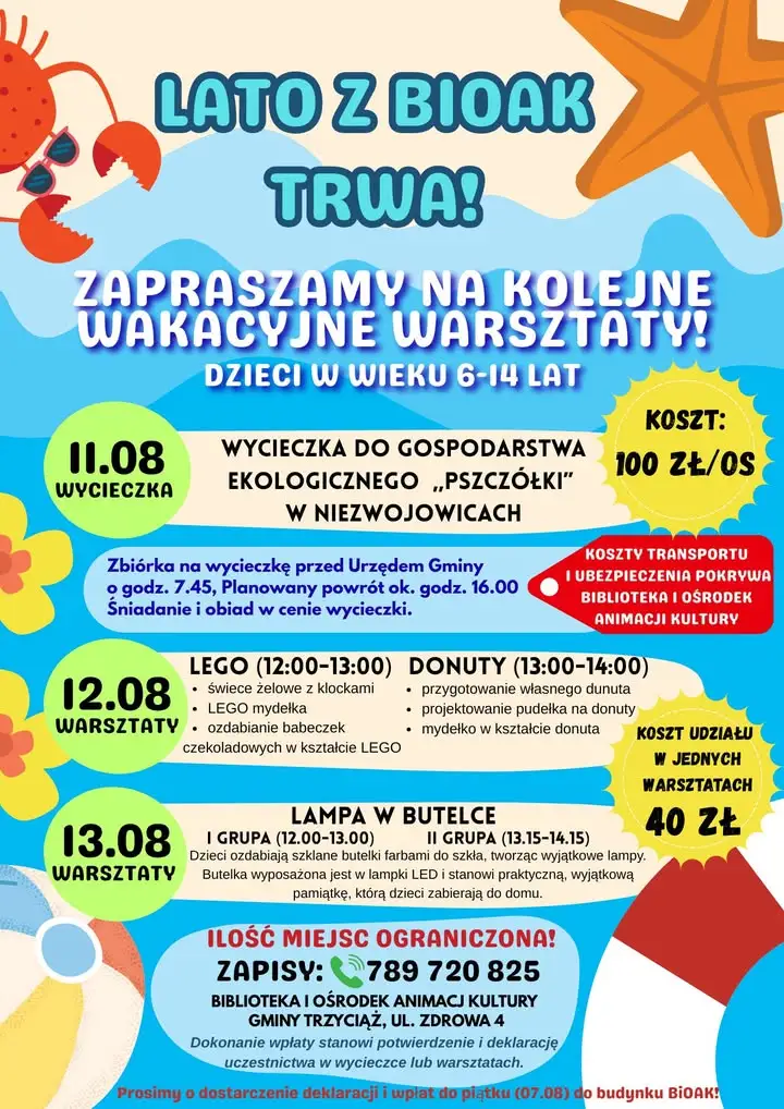 Wakacyjne atrakcje w gminie Trzyciąż: wycieczka i warsztaty dla dzieci