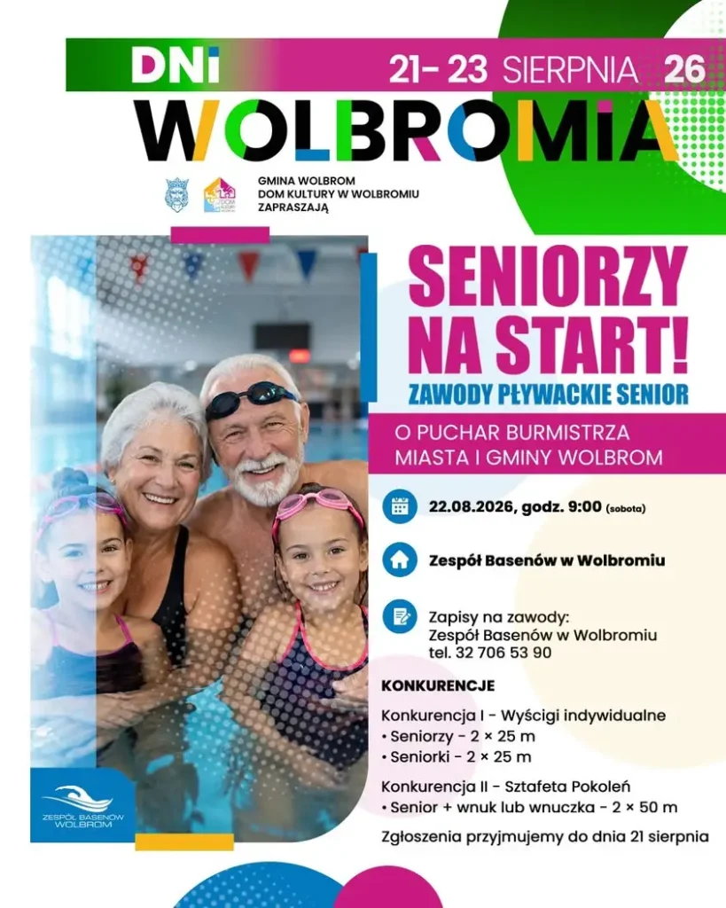 Seniorzy, do dzieła! Zawody pływackie o Puchar Burmistrza Wolbromia już 22 sierpnia