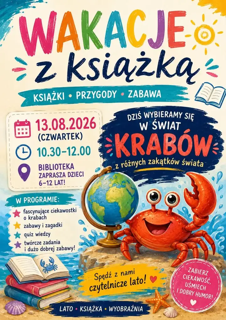 Wakacyjne spotkanie w bibliotece: świat krabów dla dzieci