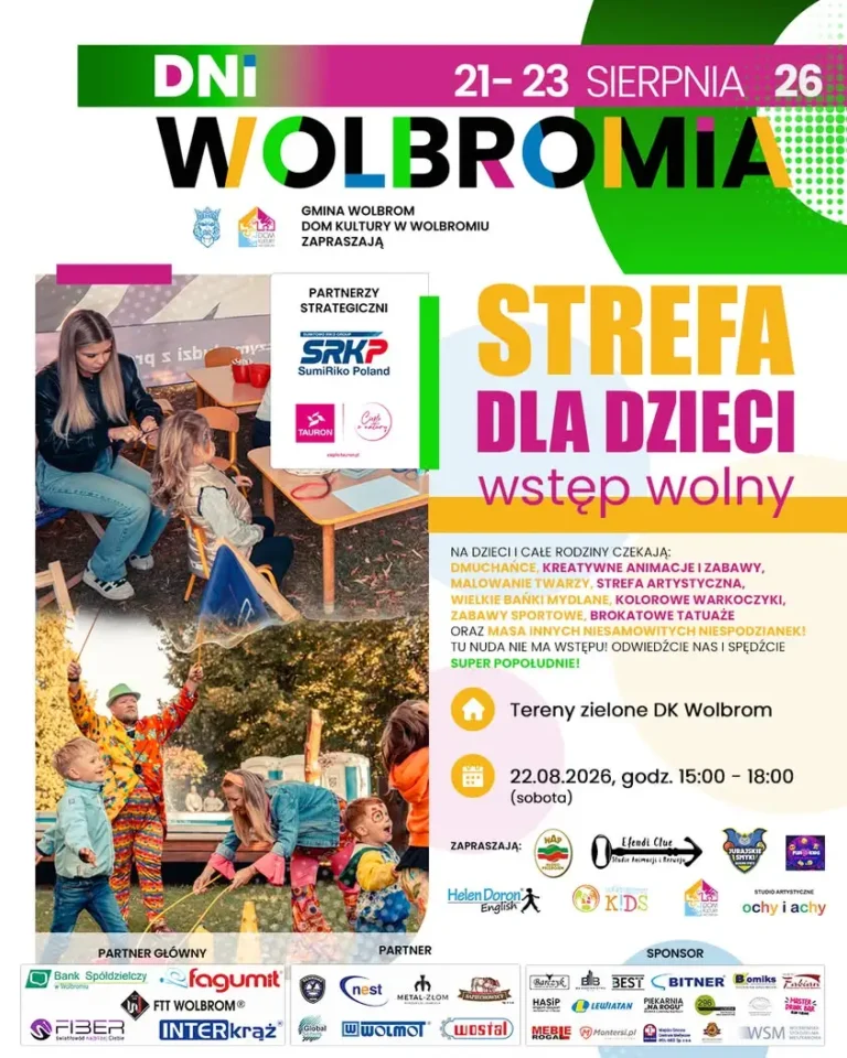 Dni Wolbromia 2026: Strefa dla Dzieci pełna atrakcji już 22 sierpnia