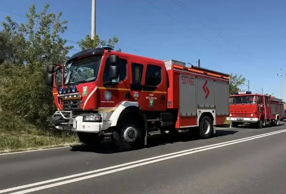 Pożar trawy na nasypie kolejowym w Wolbromiu – strażacy apelują o rozwagę