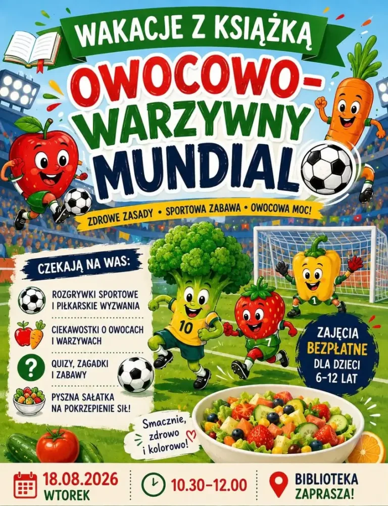 Owocowo-Warzywny Mundial w bibliotece – wakacyjna zabawa dla dzieci