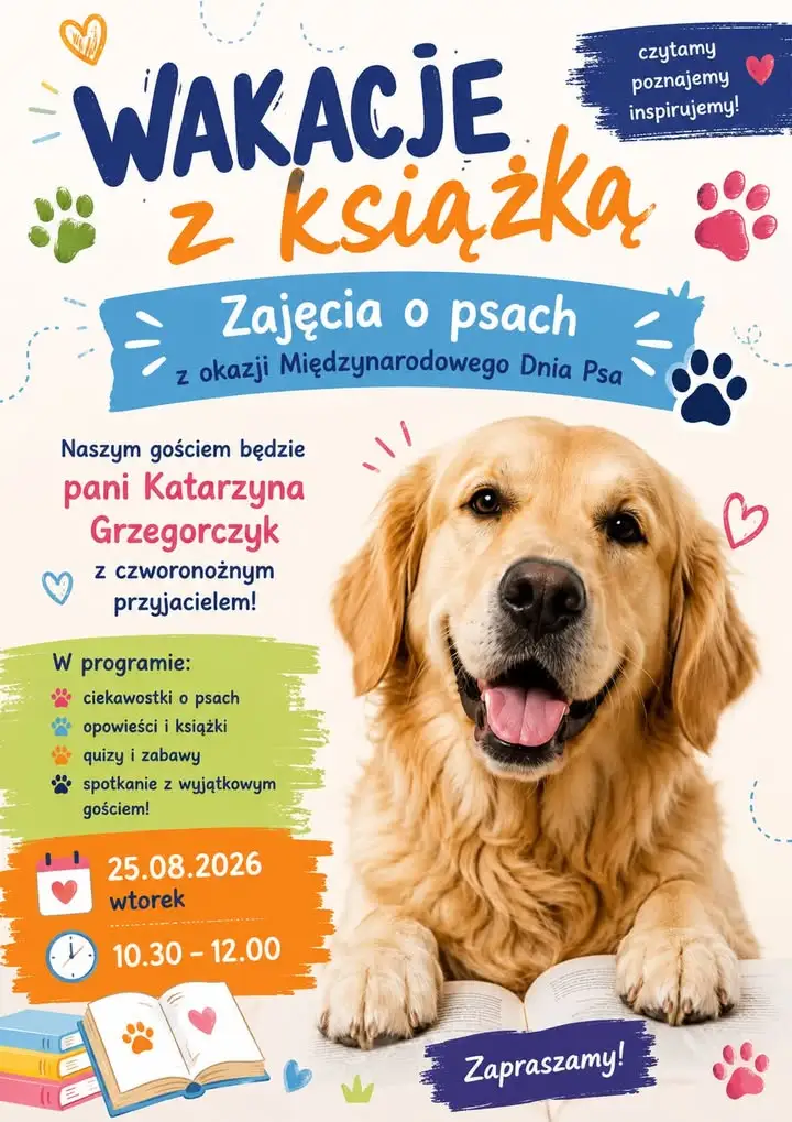 Wakacje z książką: spotkanie o psach w bibliotece w Bukownie
