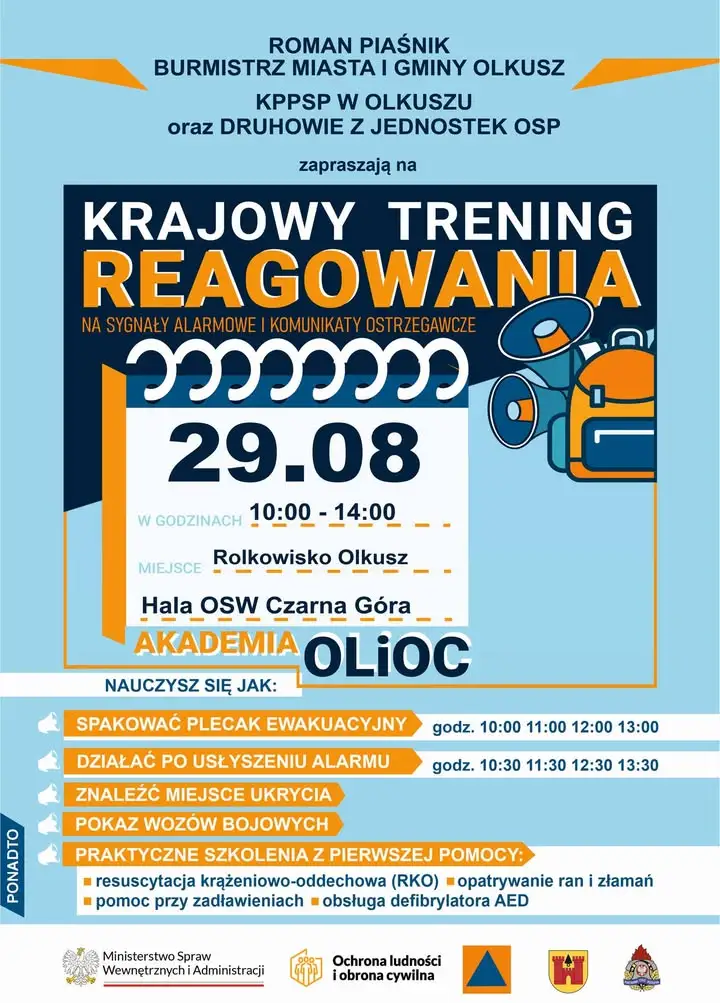 Krajowy Trening Reagowania w Olkuszu – nauka pierwszej pomocy i alarmów