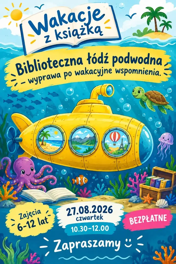 Ostatnia wakacyjna przygoda w bibliotece – zapraszamy dzieci na morską wyprawę