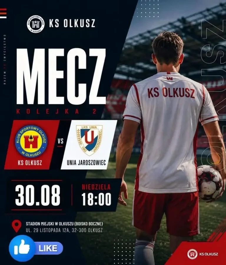 Dziś o 18:00 KS Olkusz zmierzy się z Unią Jaroszowiec na Stadionie Miejskim
