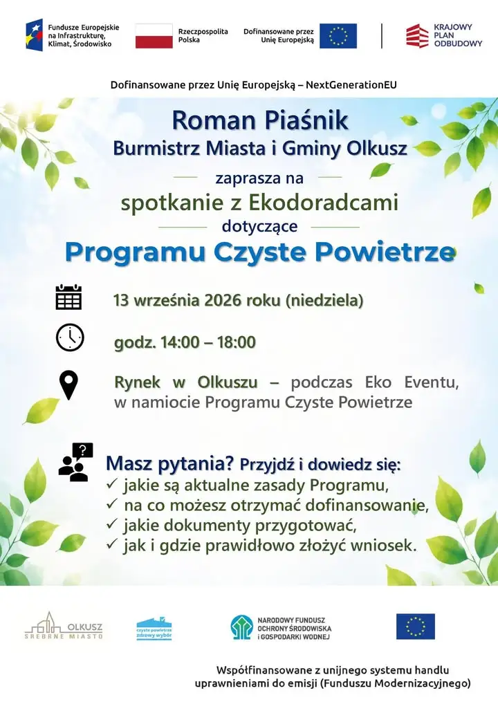 Konsultacje z Ekodoradcami w Olkuszu – poznaj zasady programu „Czyste Powietrze”