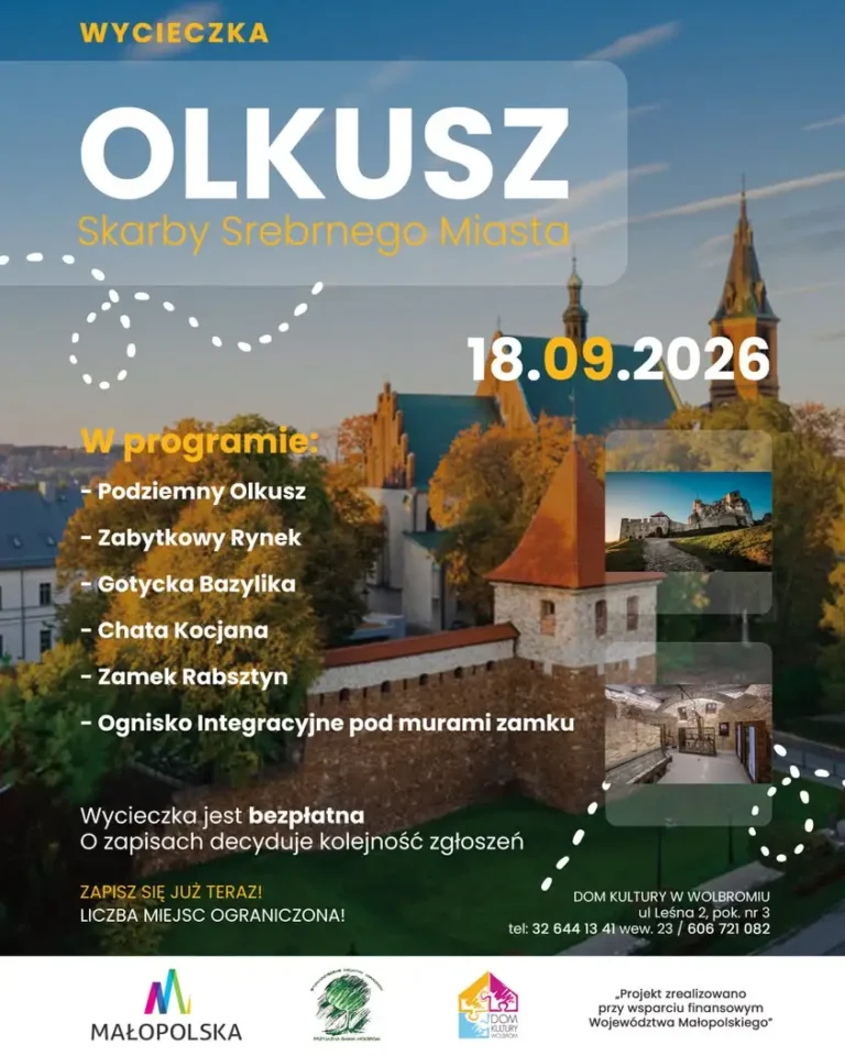 Bezpłatna wycieczka do Olkusza z Domem Kultury w Wolbromiu – zapisy do 15 września