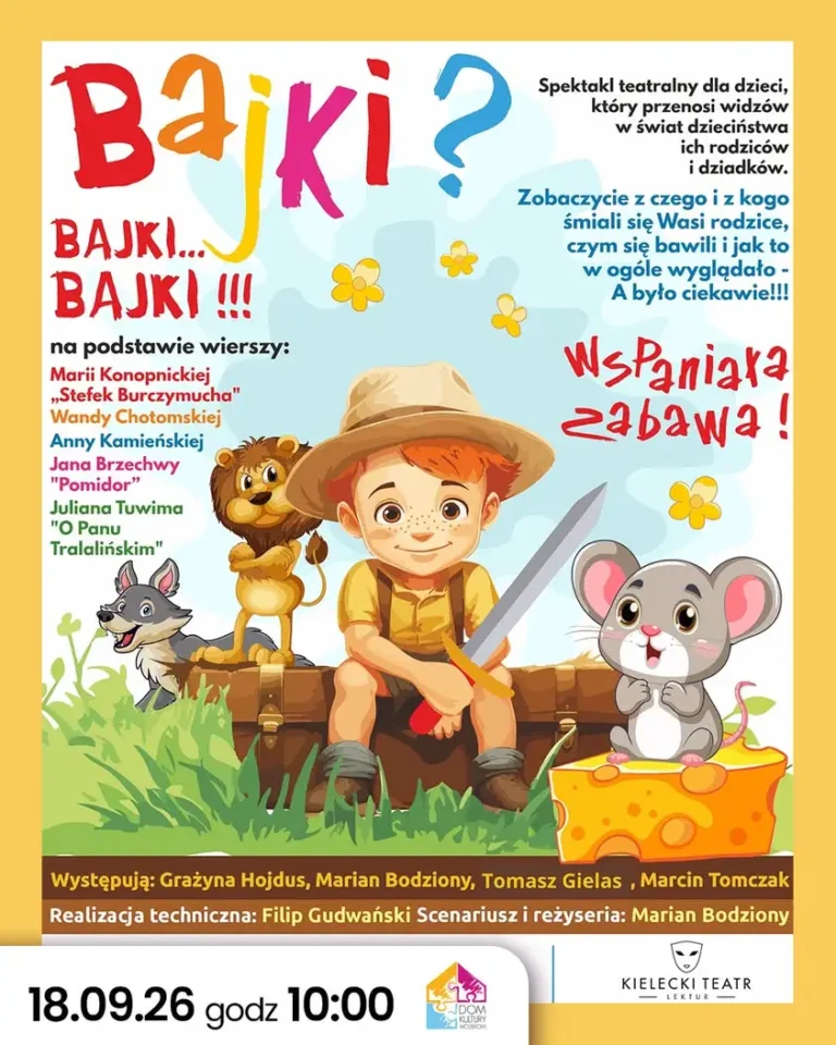 Spektakl „Bajki? Bajki… Bajki!” w Domu Kultury w Wolbromiu – zaproszenie dla najmłodszych