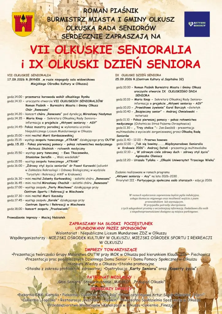 Olkusz świętuje: IX Dzień Seniora i VII Senioralia już we wrześniu