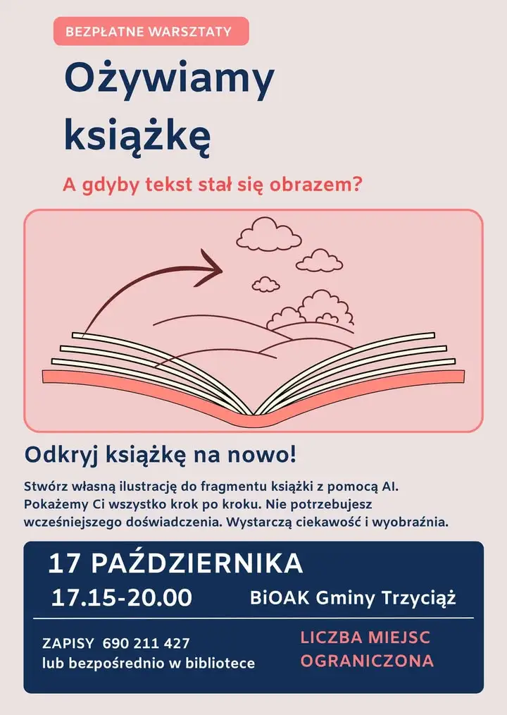 Bezpłatne warsztaty „Ożywiamy książkę” z Canvą i AI w BiOAK Gminy Trzyciąż