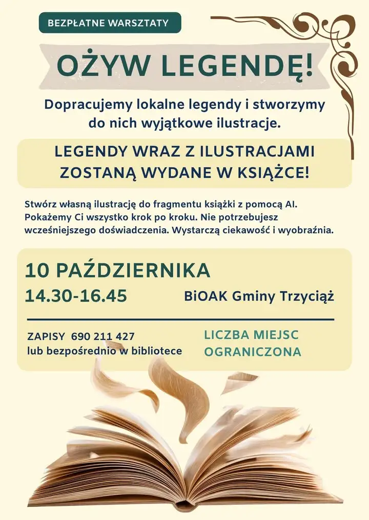 Warsztaty tworzenia legend i ilustracji z AI w BiOAK Gminy Trzyciąż
