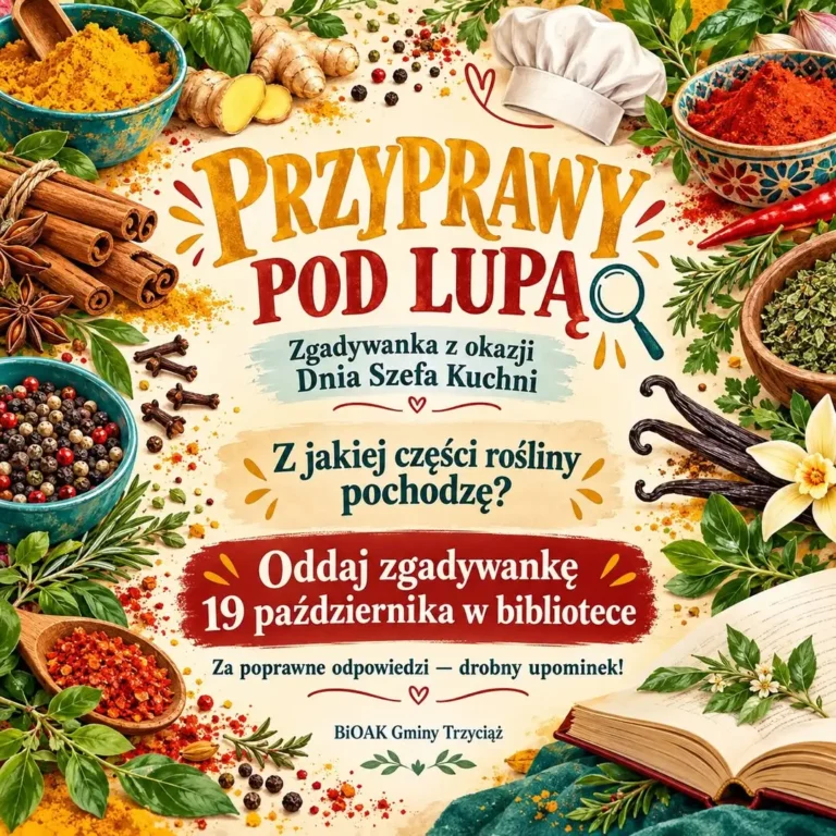 Dzień Szefa Kuchni w Trzyciążu – biblioteka zaprasza do zabawy „Przyprawy pod lupą”