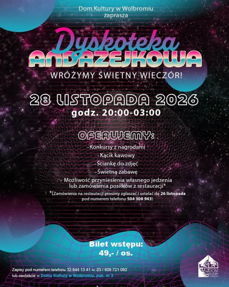 Dyskoteka andrzejkowa w Wolbromiu – zapisy już trwają