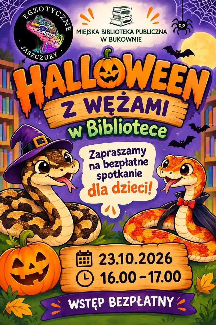 Halloween w bibliotece w Bukownie – spotkanie z egzotycznymi zwierzętami