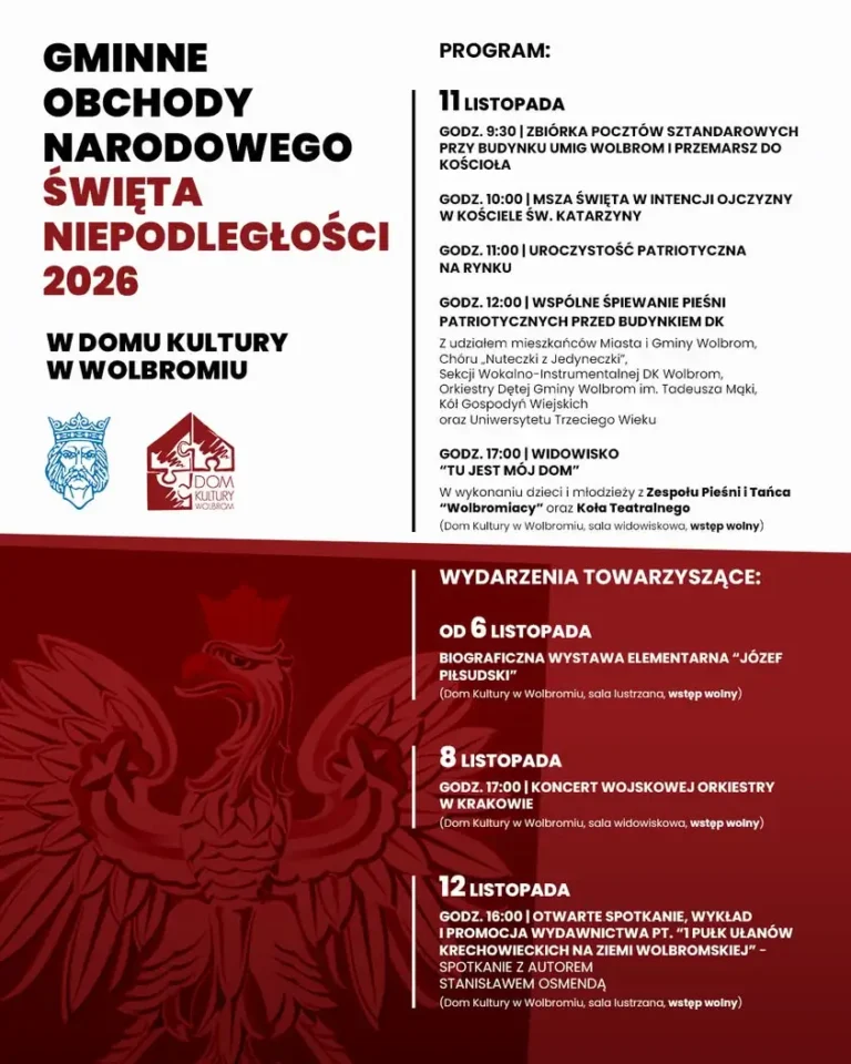 Wolbrom świętuje Niepodległość: program obchodów 11 listopada 2026